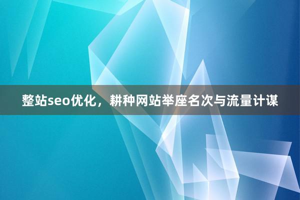 整站seo优化，耕种网站举座名次与流量计谋